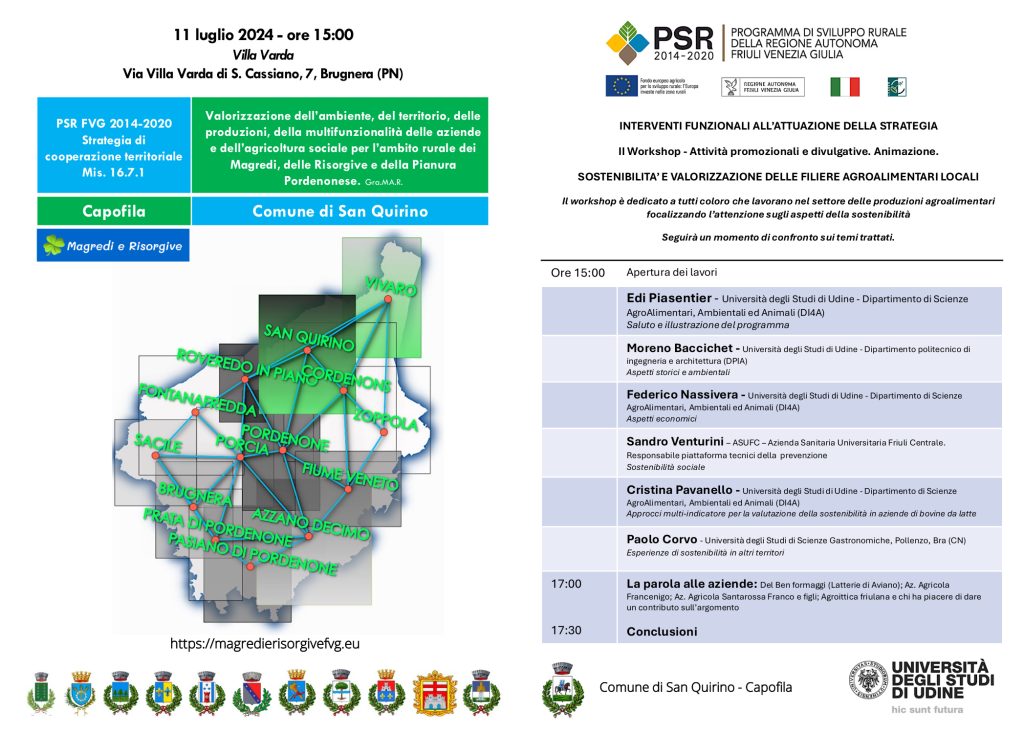 II Workshop – Sostenibilità e valorizzaione delle filiere agroalimentari locali