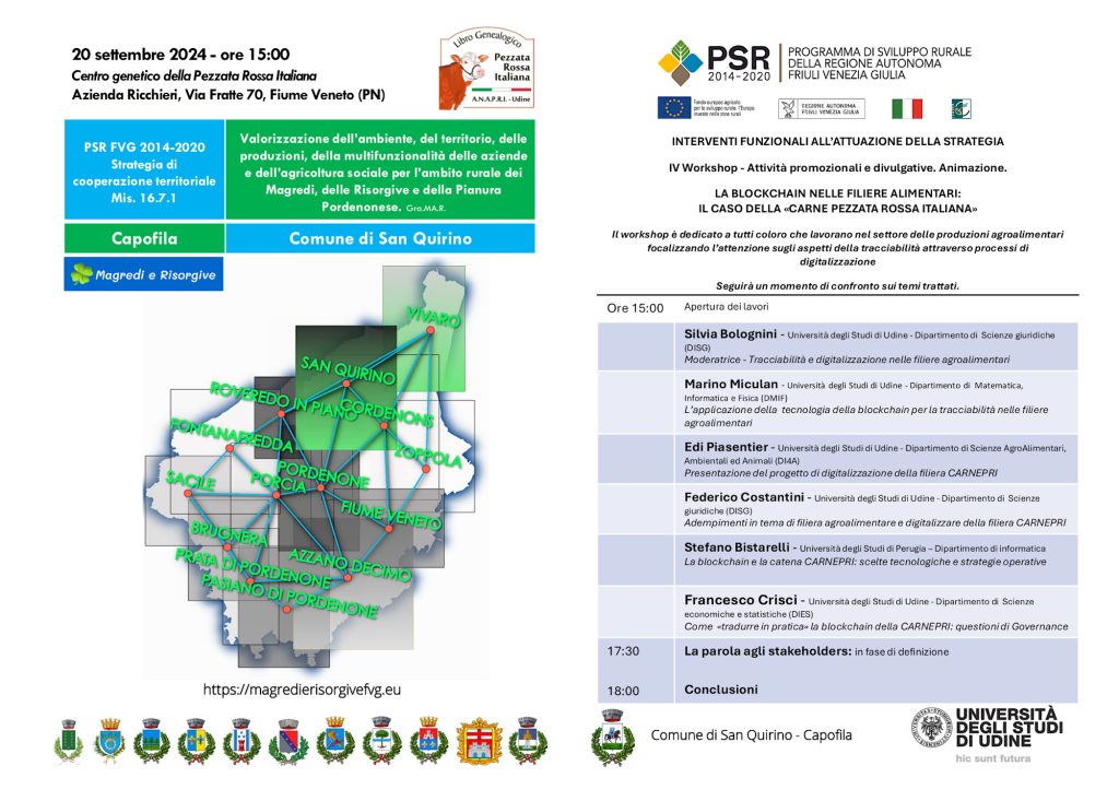 IV Workshop – La blockchain nelle filiere alimentari: il caso della «carne pezzata rossa italiana»