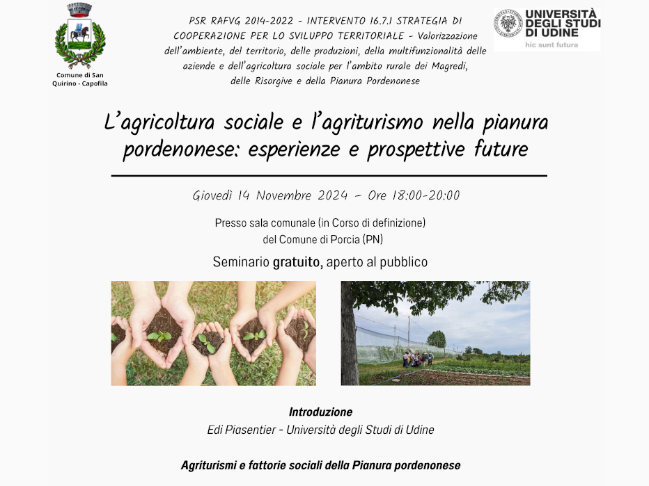 L’agricoltura sociale e l’agriturismo nella pianura pordenonese